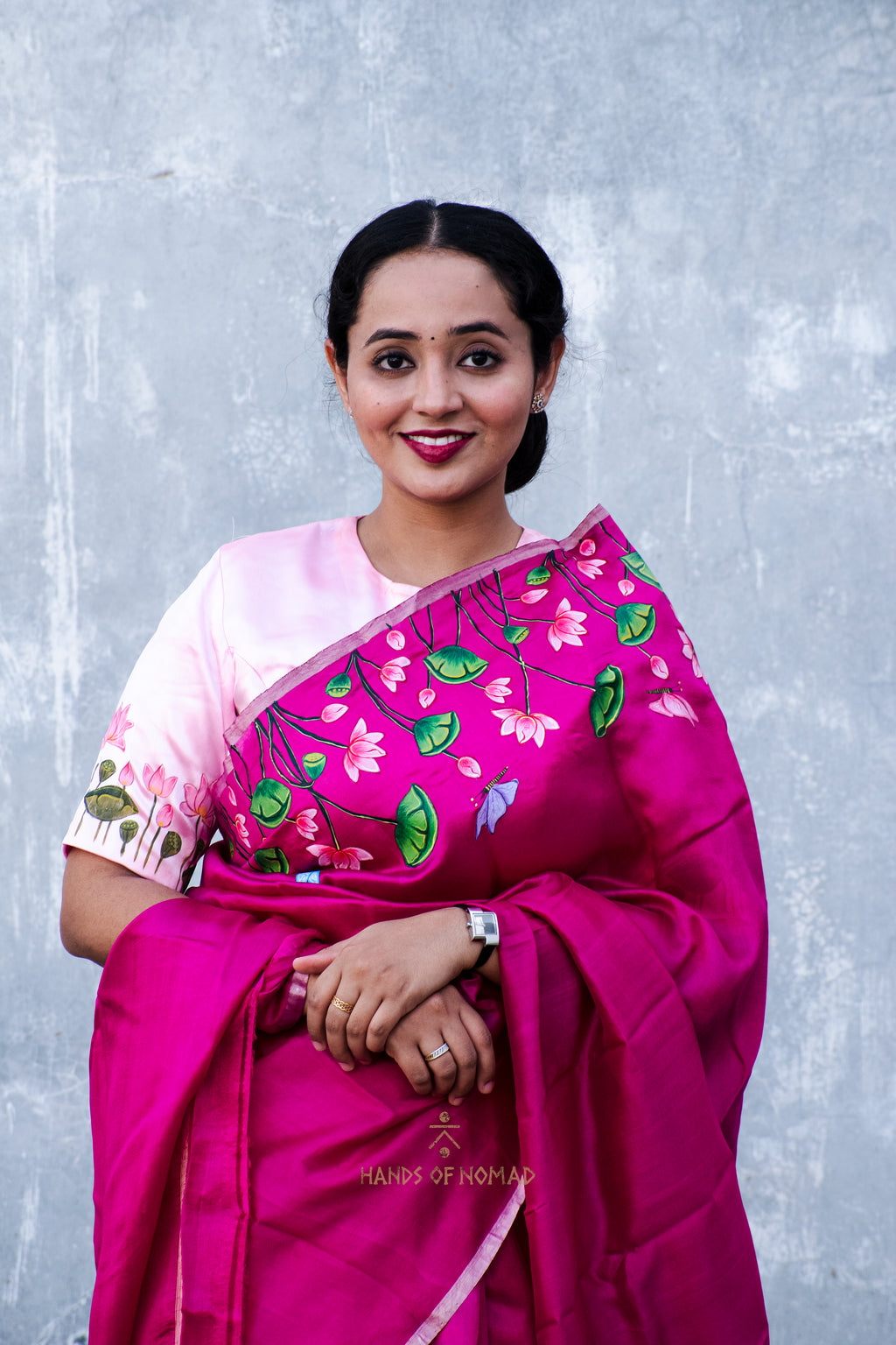 Pink Hand Painted Pichwai Silk Saree