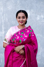 Pink Hand Painted Pichwai Silk Saree