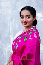 Pink Hand Painted Pichwai Silk Saree