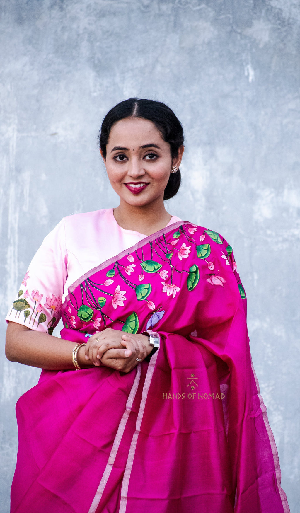 Pink Hand Painted Pichwai Silk Saree