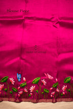 Pink Hand Painted Pichwai Silk Saree