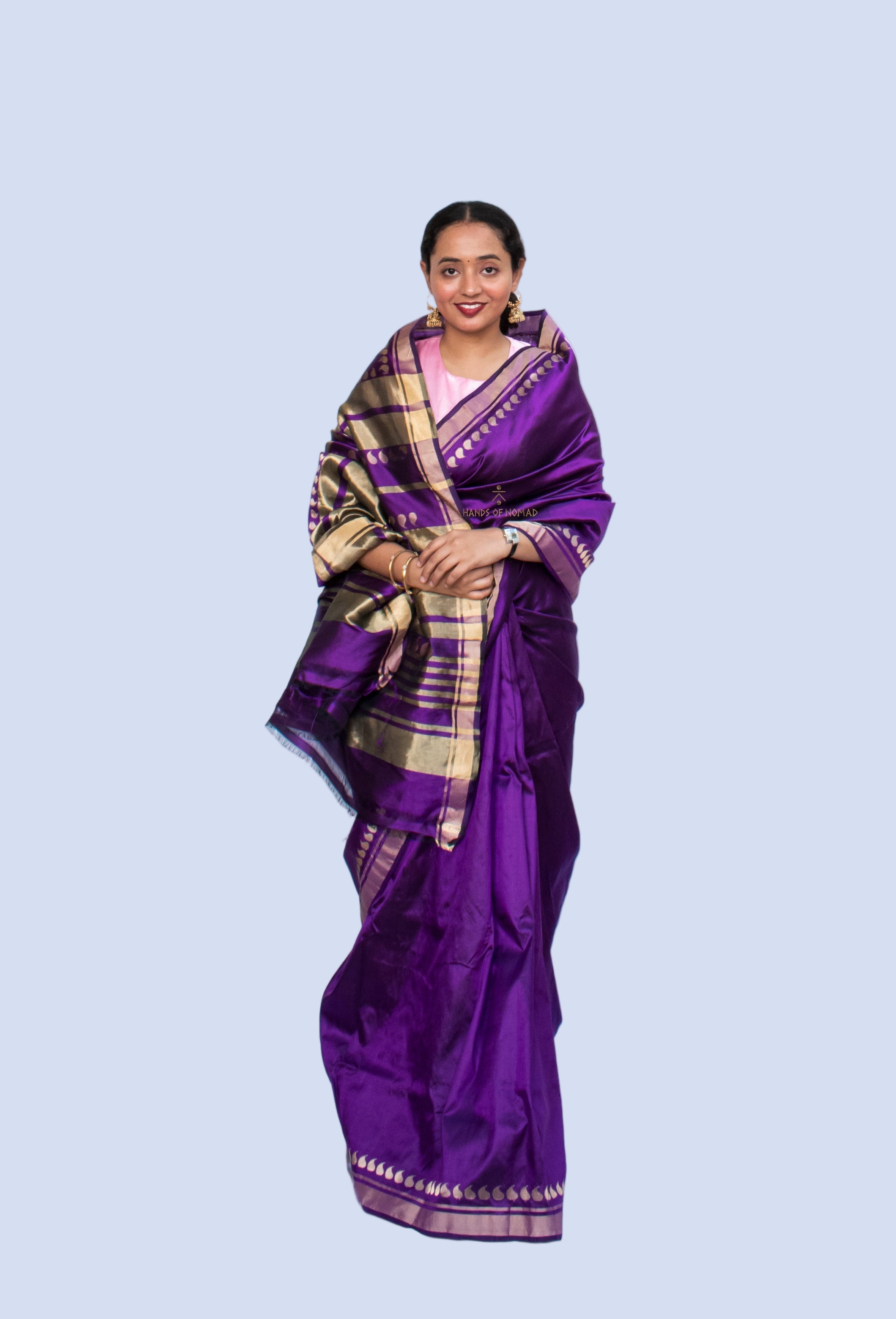 Purple Banarasi Katan Silk Saree