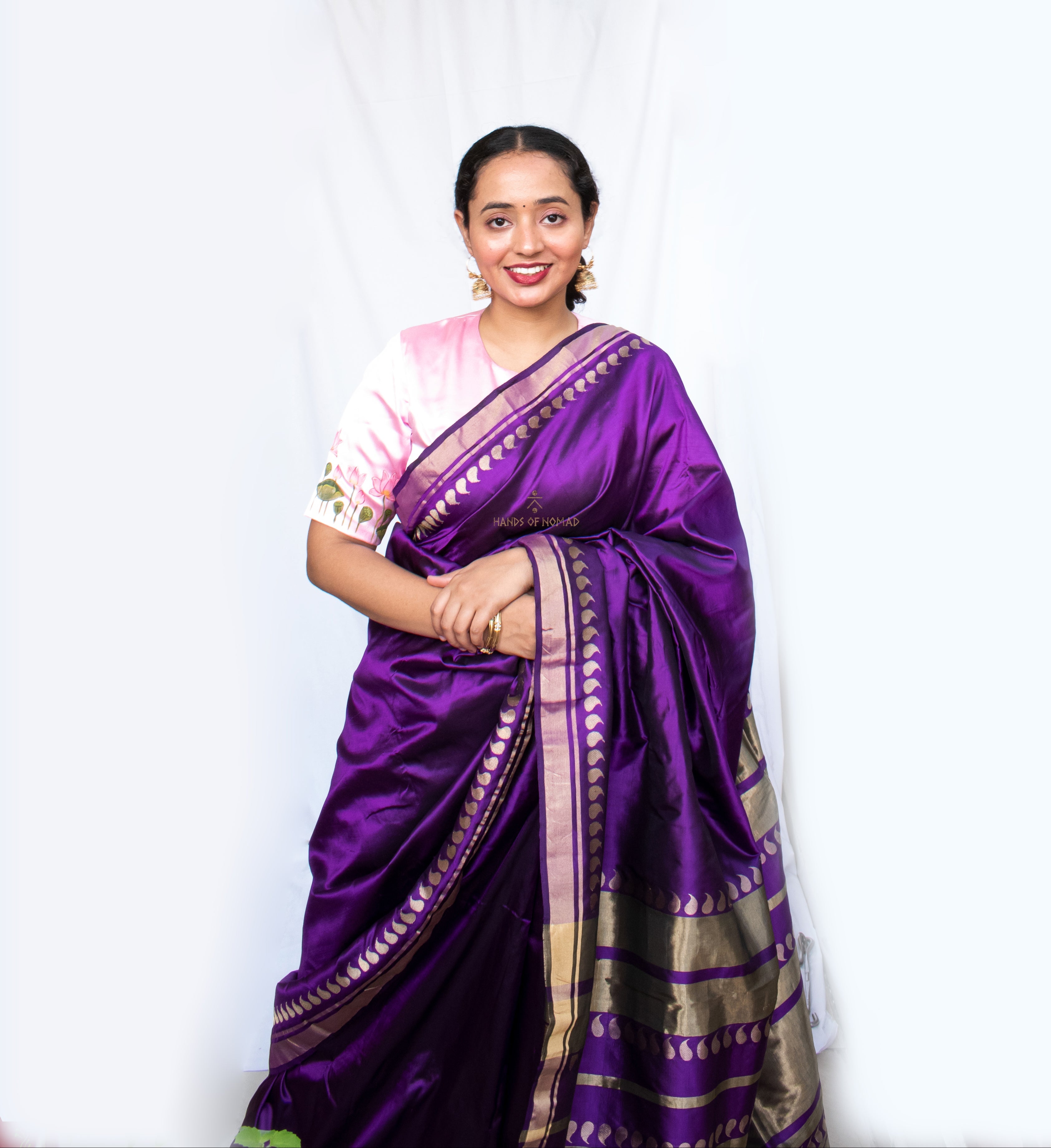 Purple Banarasi Katan Silk Saree