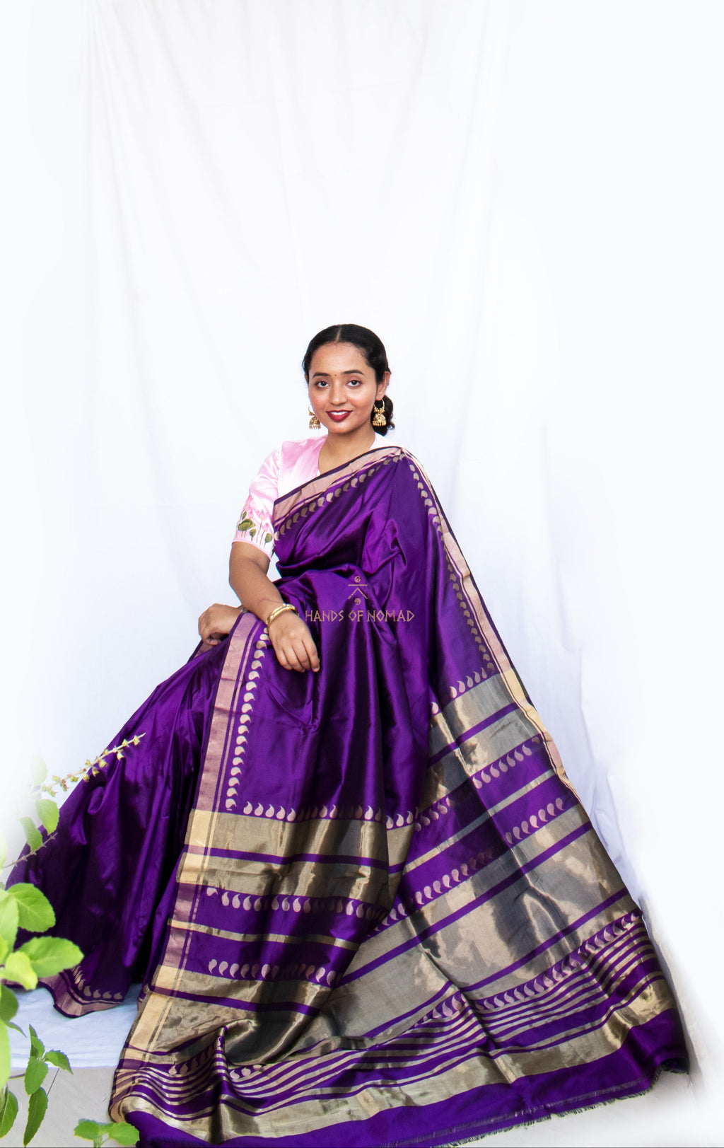 Purple Banarasi Katan Silk Saree