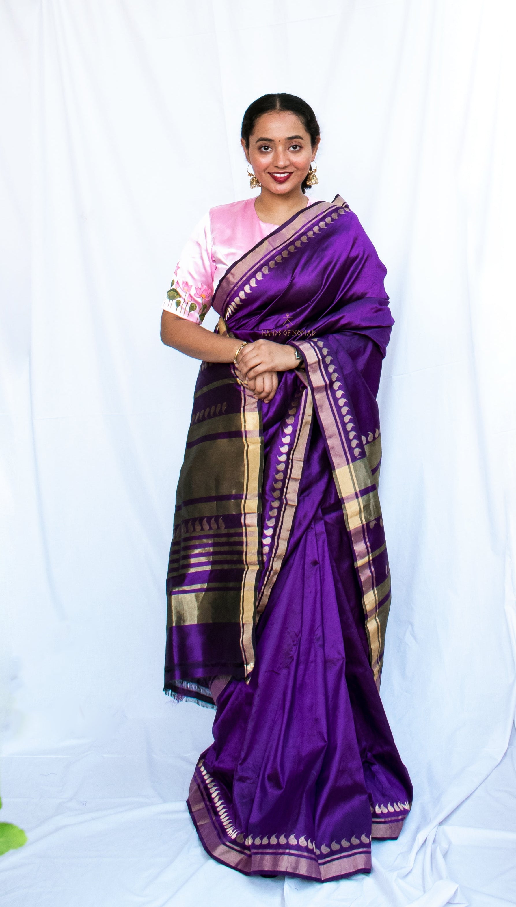 Purple Banarasi Katan Silk Saree