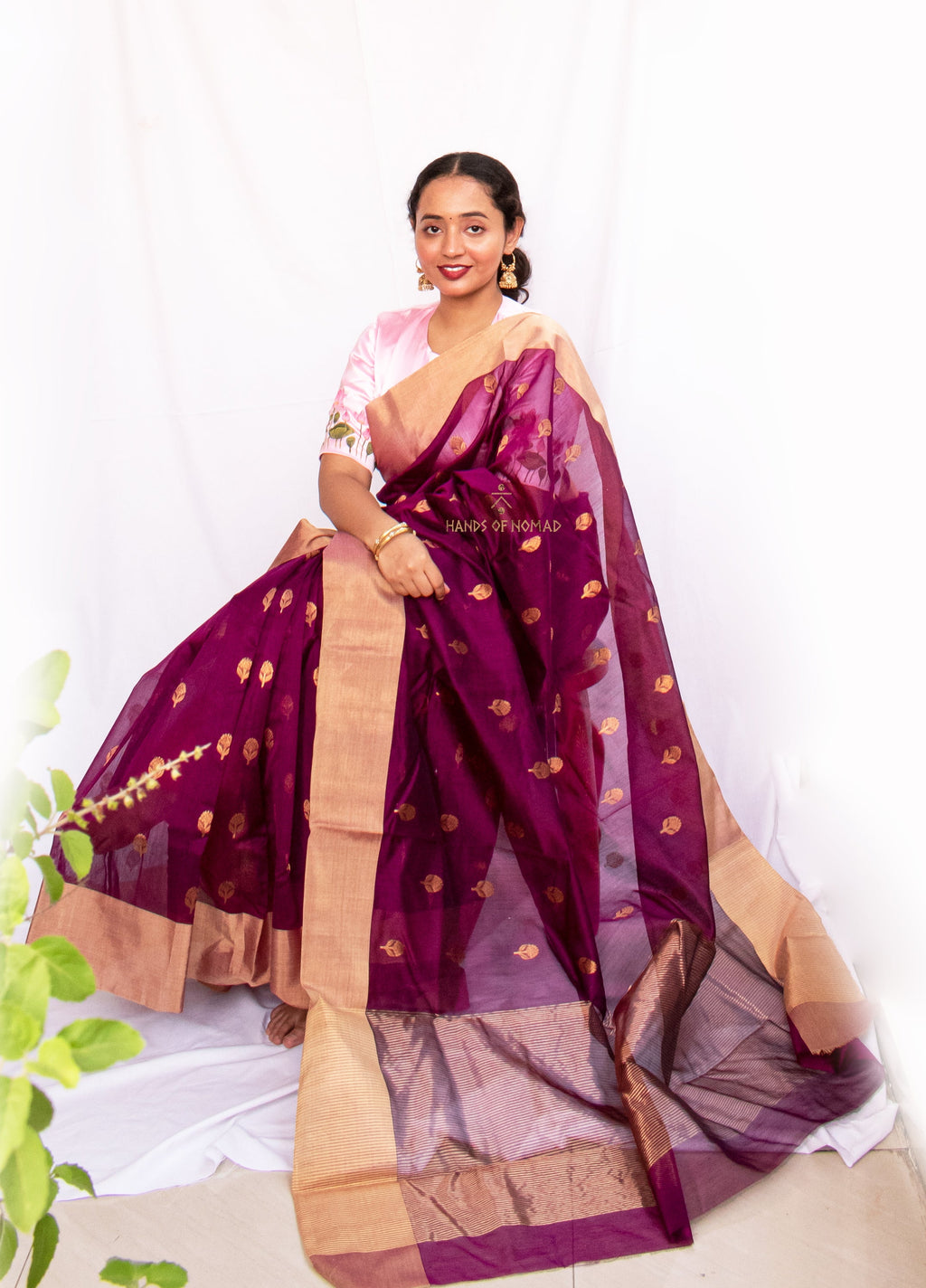Purple Chanderi Cotton Silk Saree