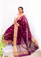 Purple Chanderi Cotton Silk Saree