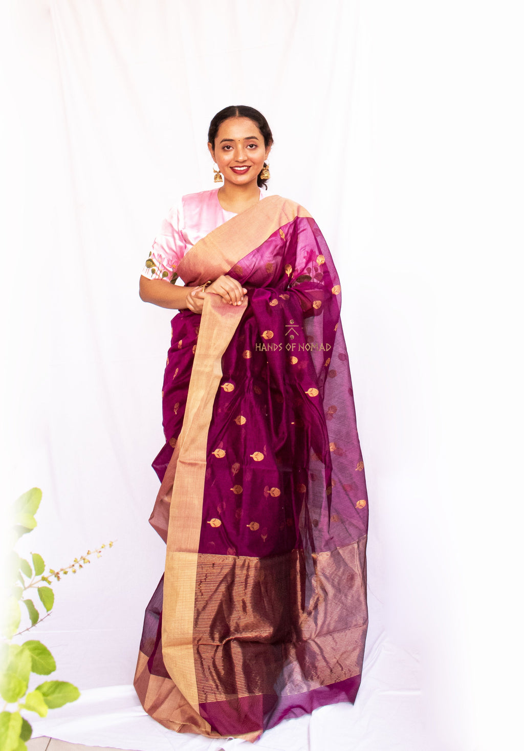 Purple Chanderi Cotton Silk Saree