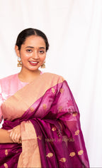 Purple Chanderi Cotton Silk Saree