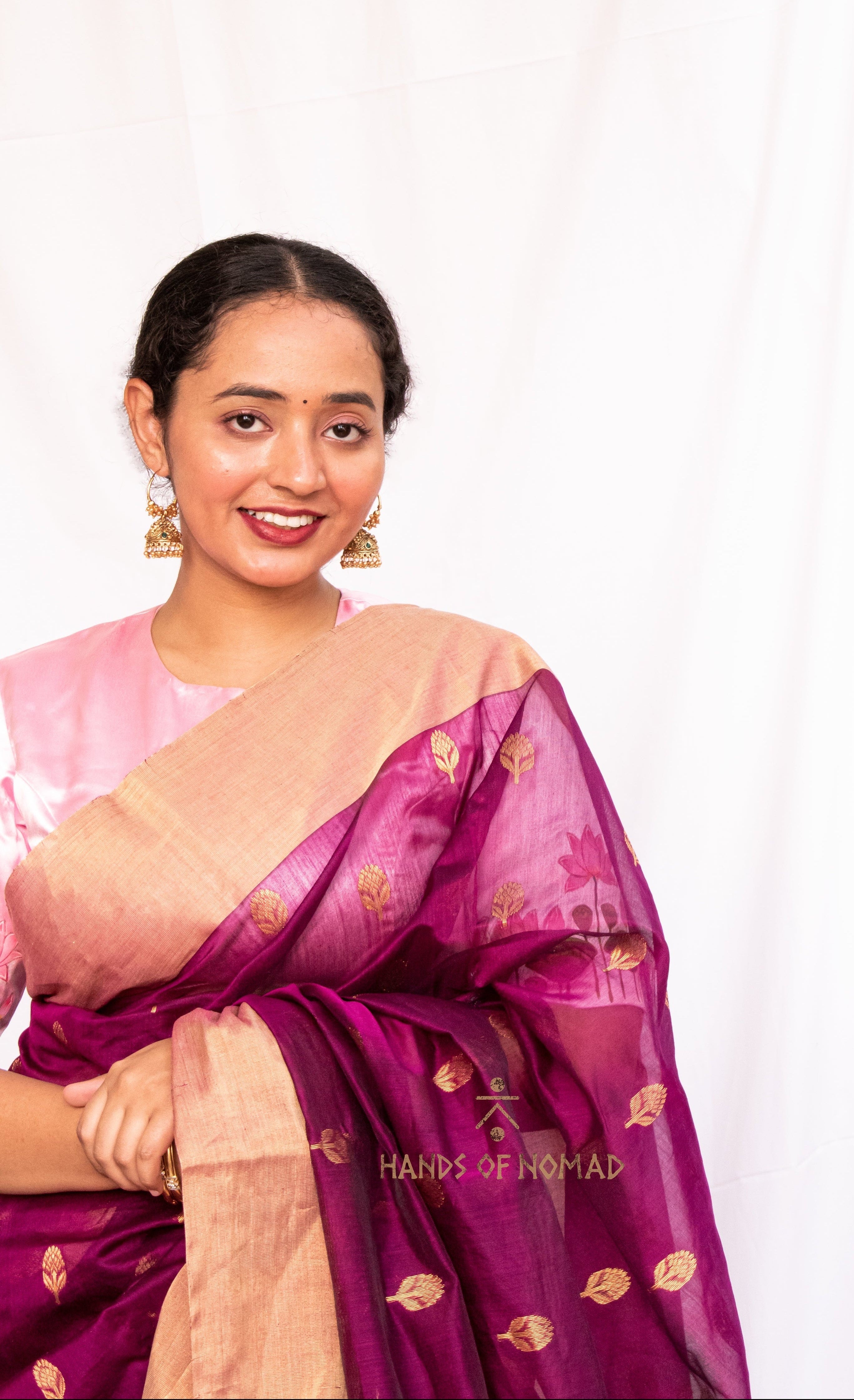 Purple Chanderi Cotton Silk Saree