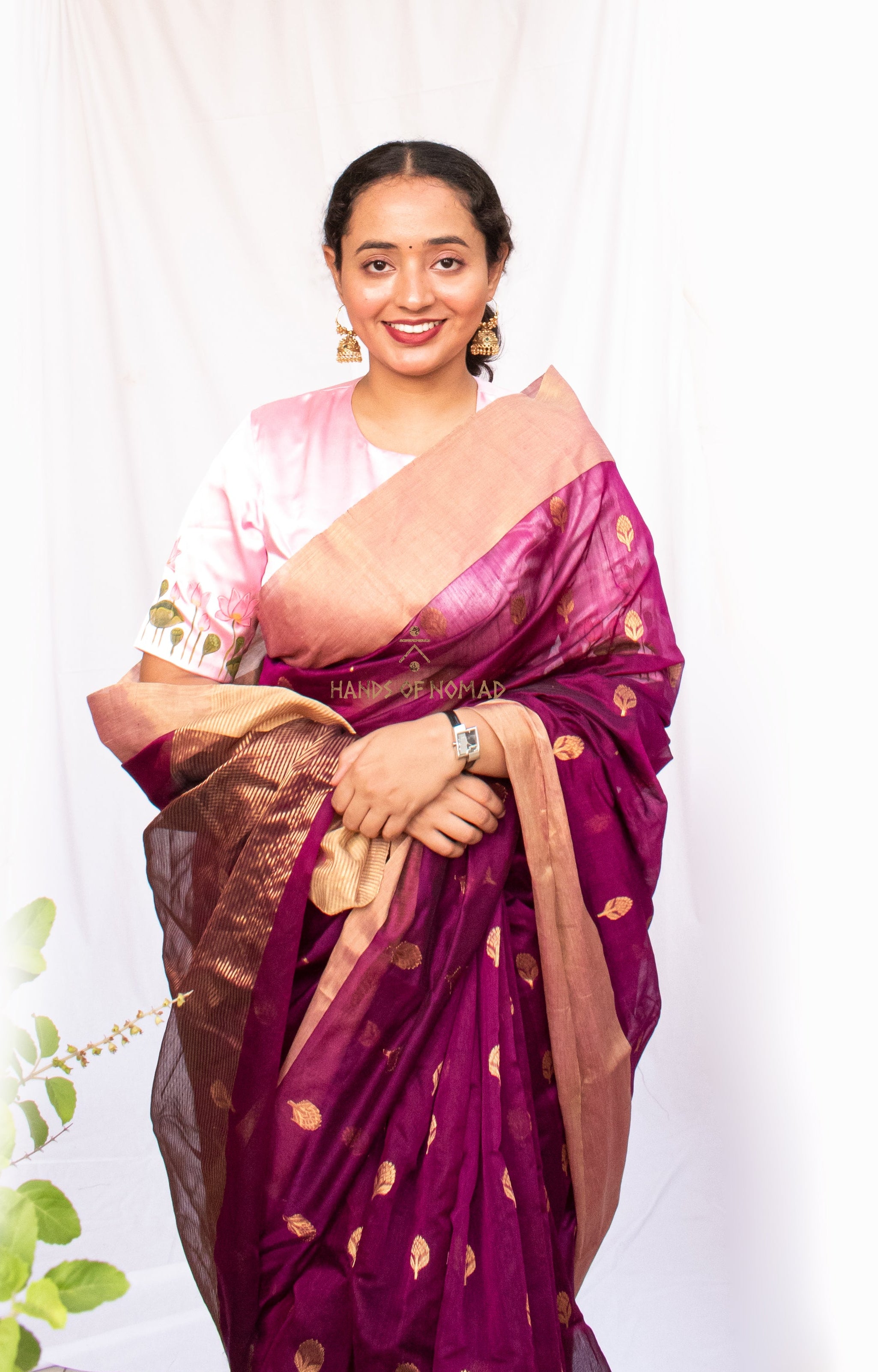 Purple Chanderi Cotton Silk Saree