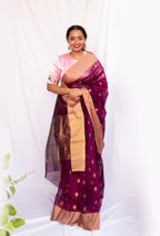 Purple Chanderi Cotton Silk Saree