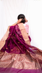 Purple Chanderi Cotton Silk Saree