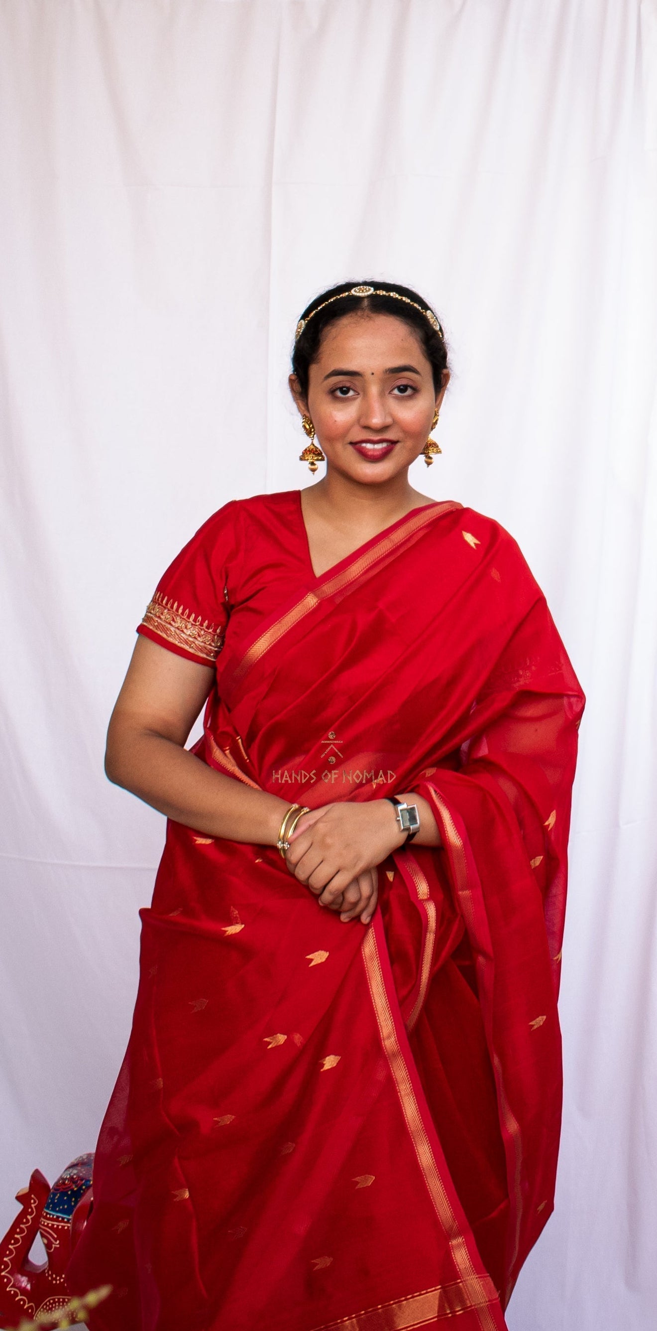 Red Cotton Silk Maheshwari Saree