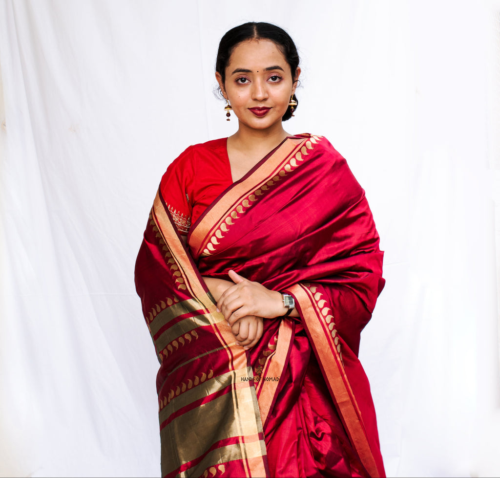 Red Banarasi Katan Silk Saree