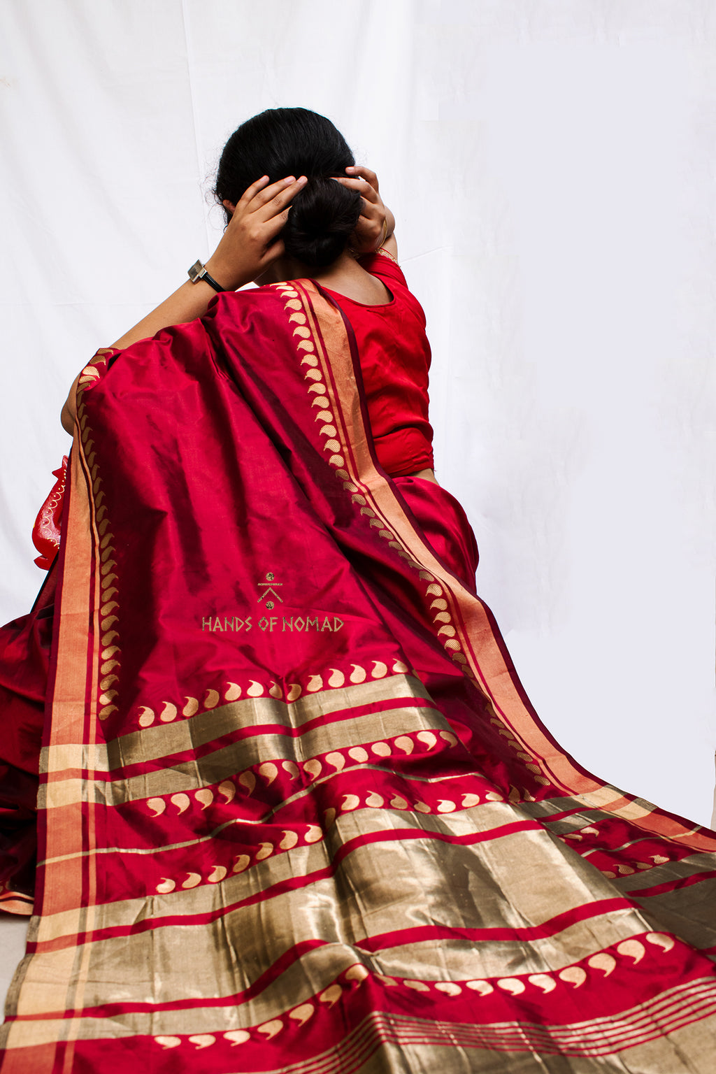 Red Banarasi Katan Silk Saree