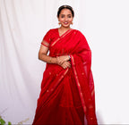 Red Cotton Silk Maheshwari Saree