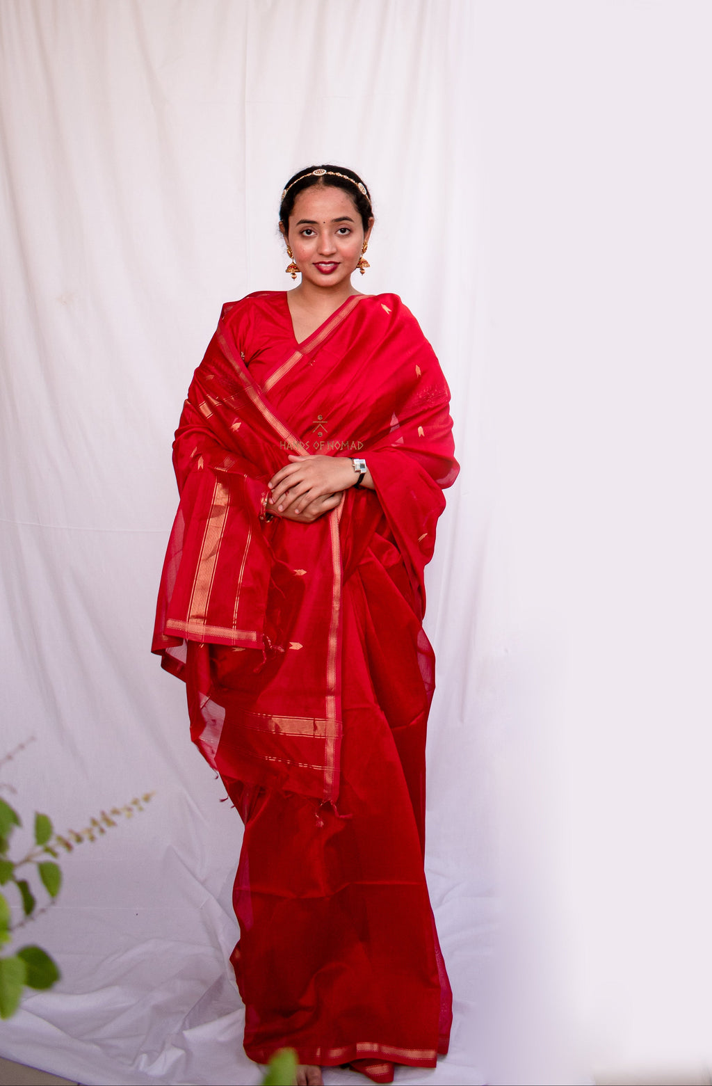 Red Cotton Silk Maheshwari Saree