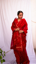 Red Cotton Silk Maheshwari Saree