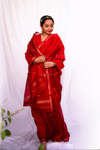 Red Cotton Silk Maheshwari Saree