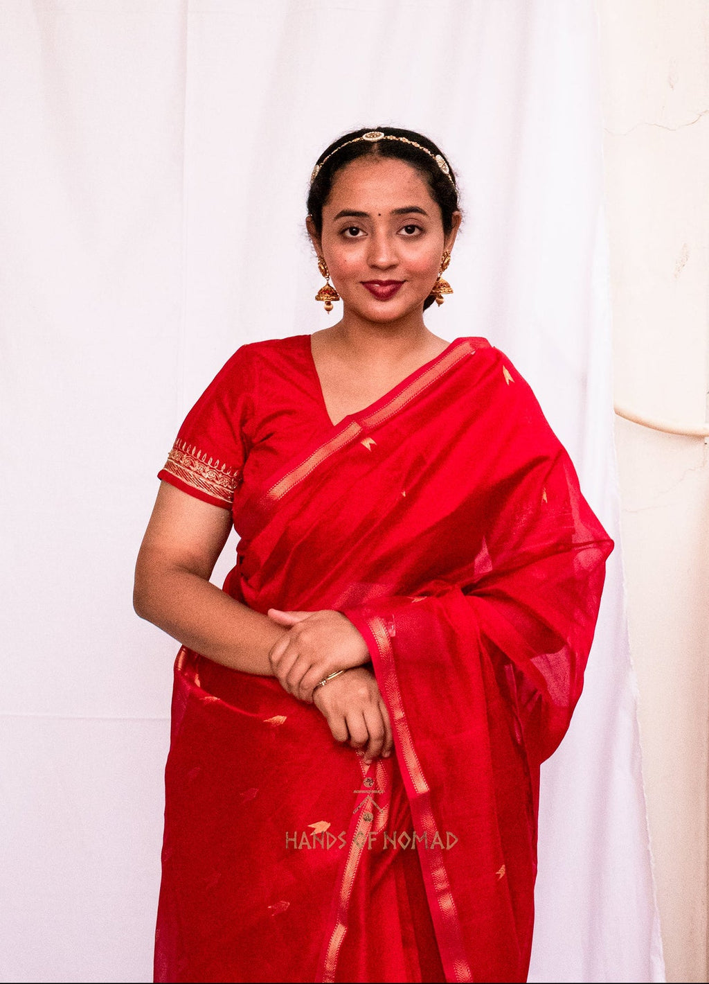 Red Cotton Silk Maheshwari Saree