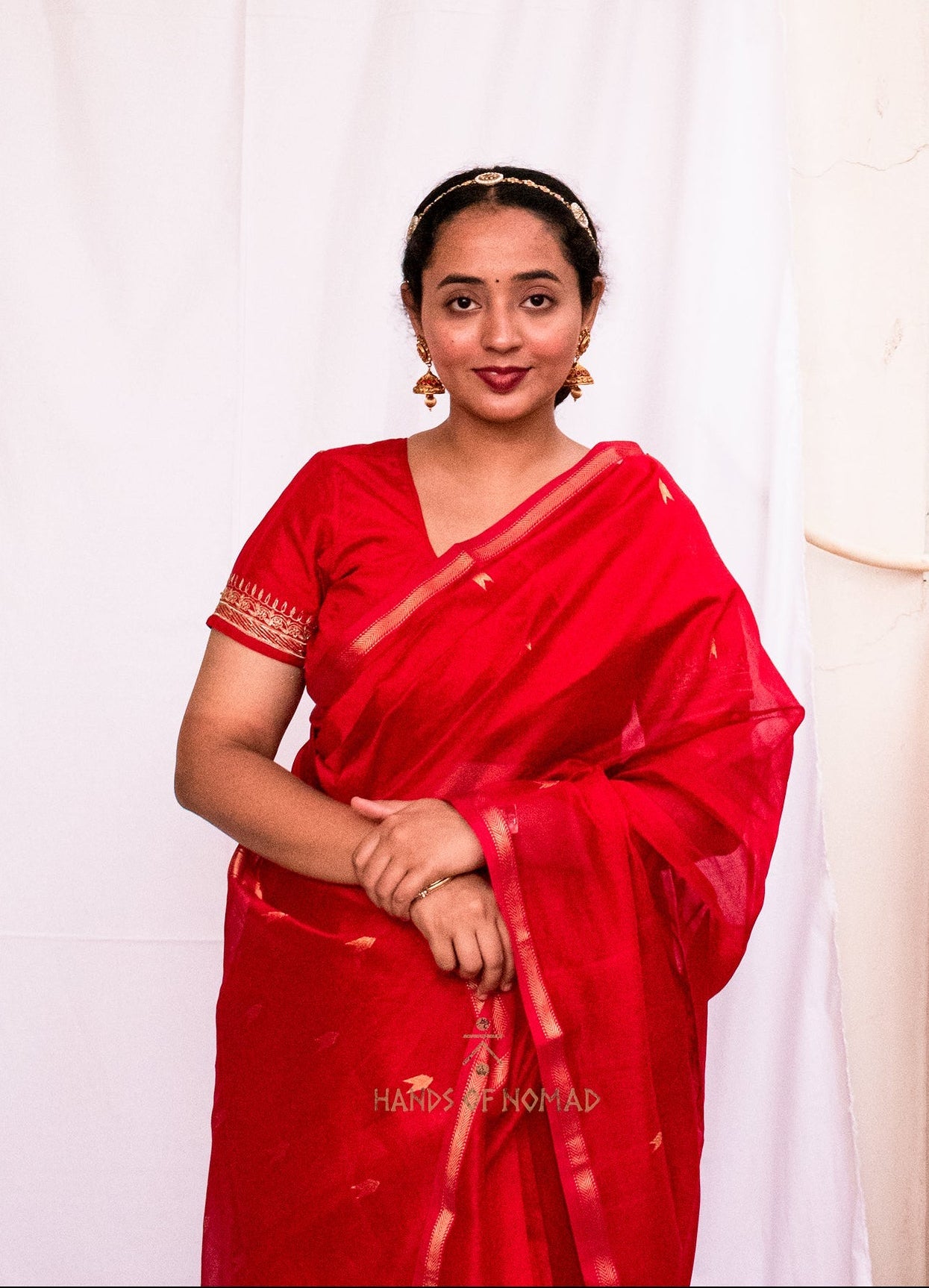 Red Cotton Silk Maheshwari Saree