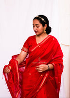 Red Cotton Silk Maheshwari Saree