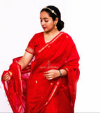 Red Cotton Silk Maheshwari Saree