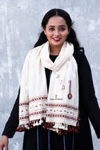 Sitar white cotton stole