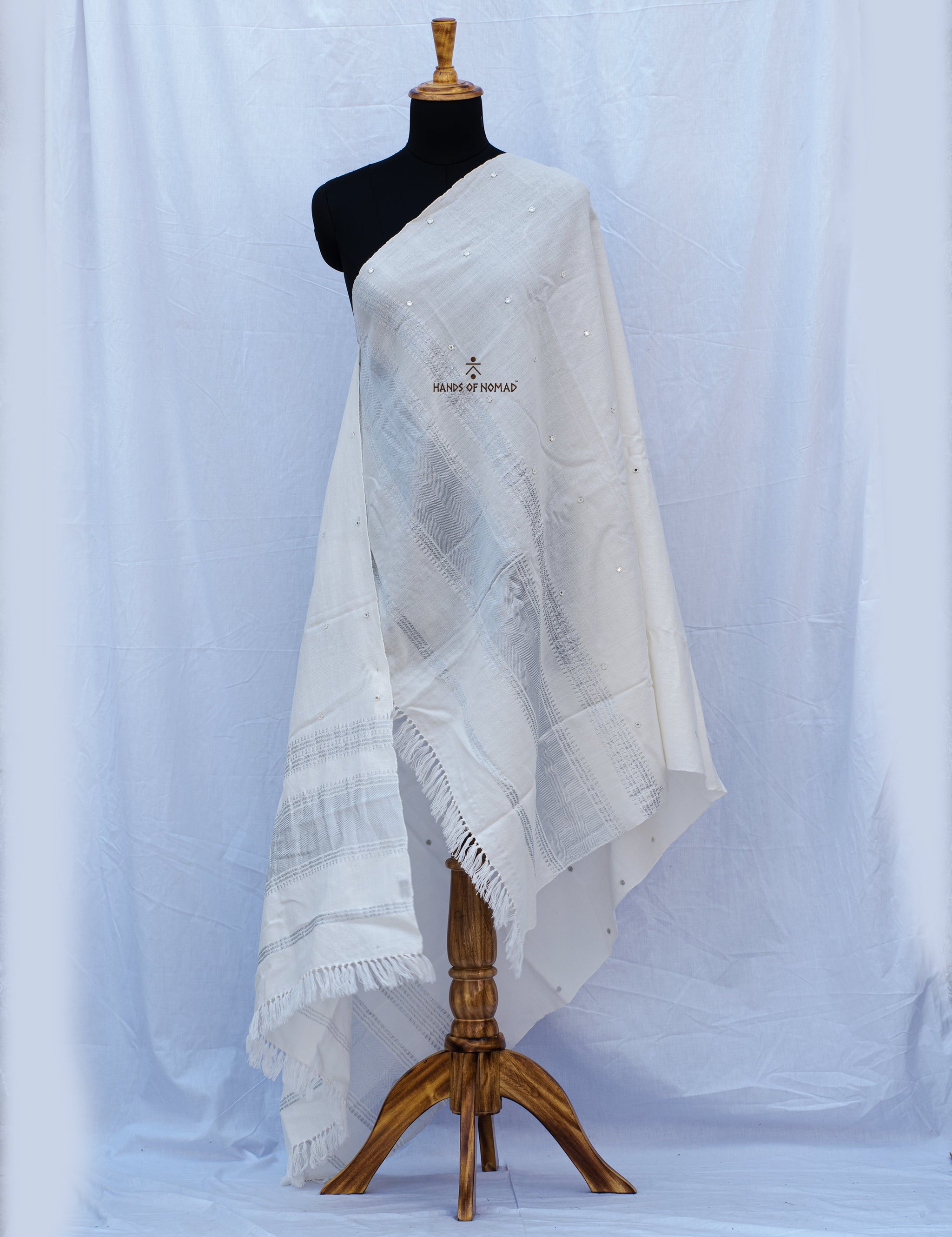 White Bhujodi Woolen Shawl