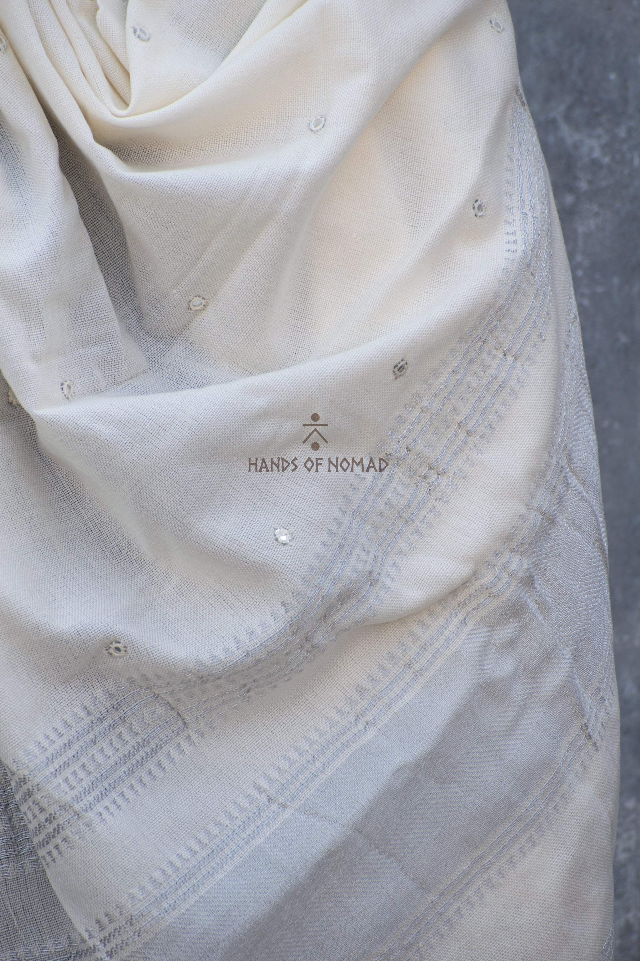 White Bhujodi Woolen Shawl