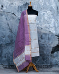 White Chanderi Silk Suits