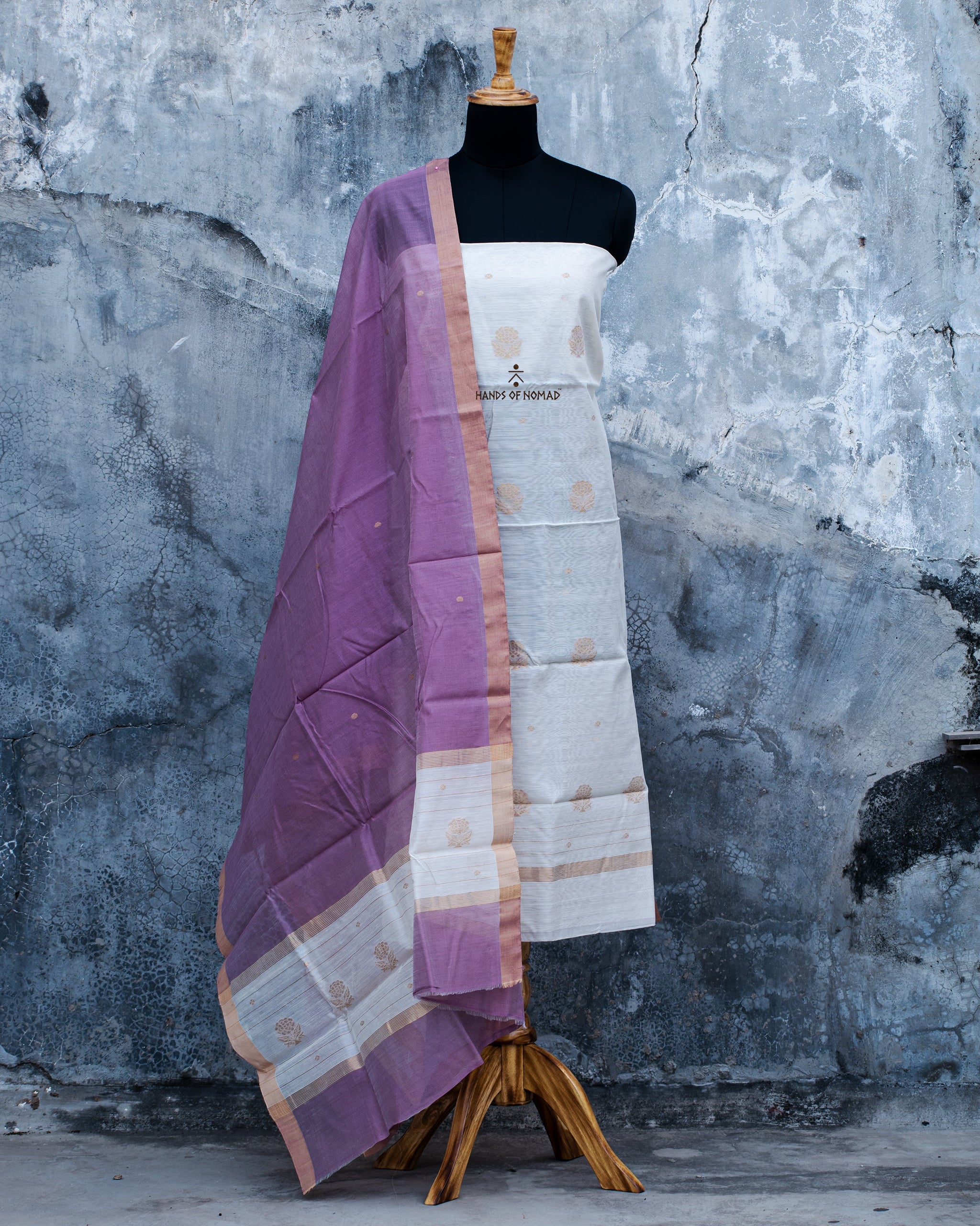 White Chanderi Silk Suits