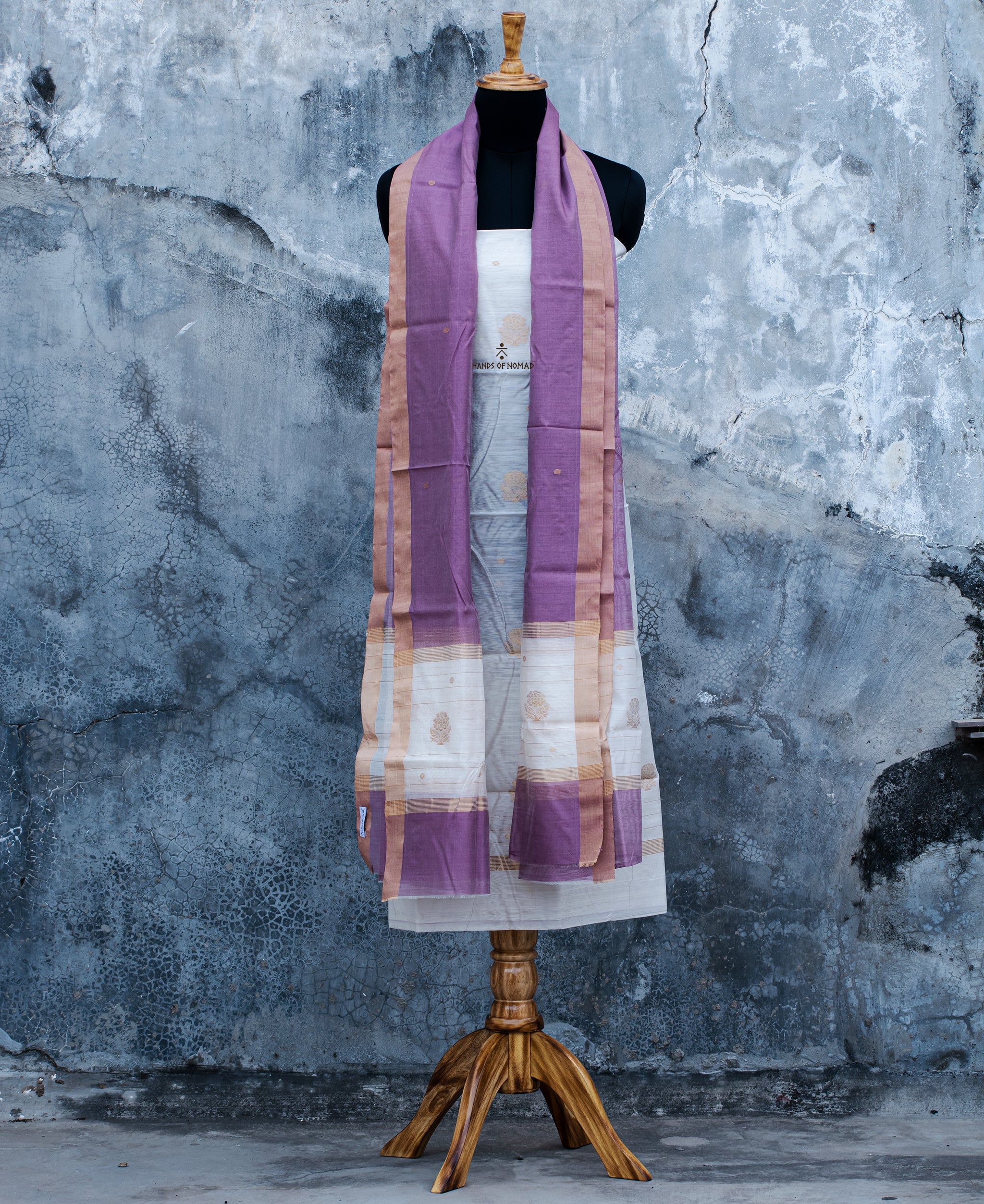 White Chanderi Silk Suits