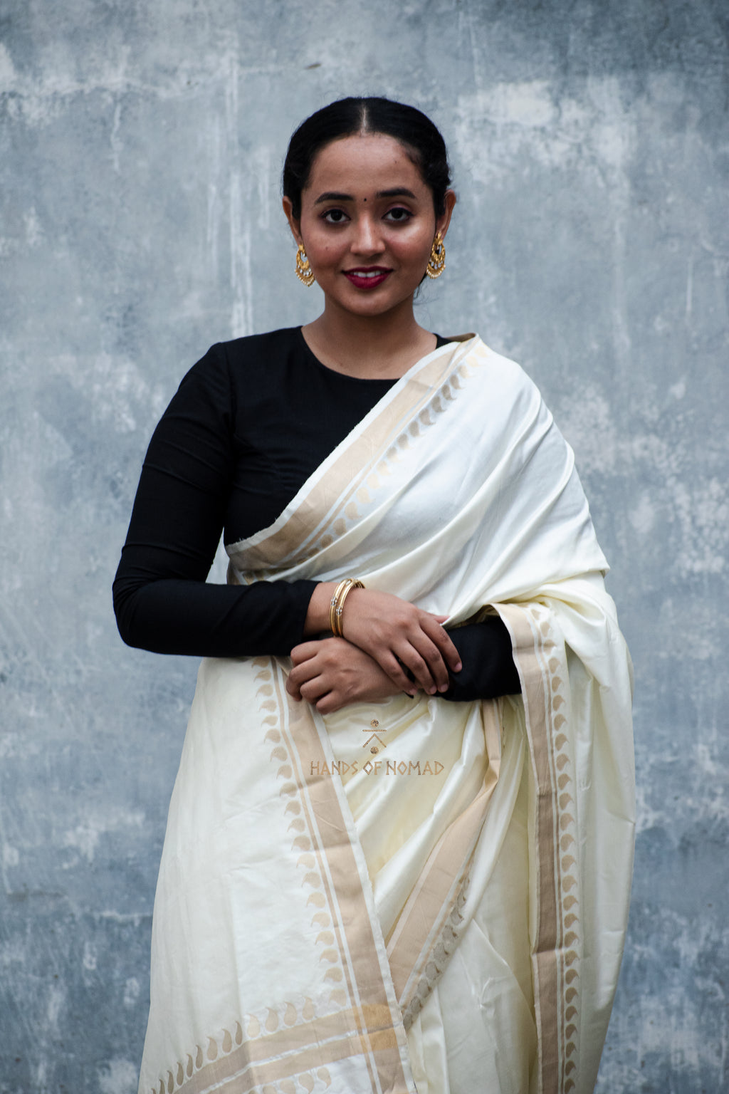 White Banarasi Katan Silk Saree