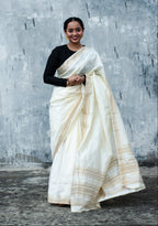 White Banarasi Katan Silk Saree
