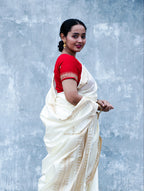 White Banarasi Katan Silk Saree