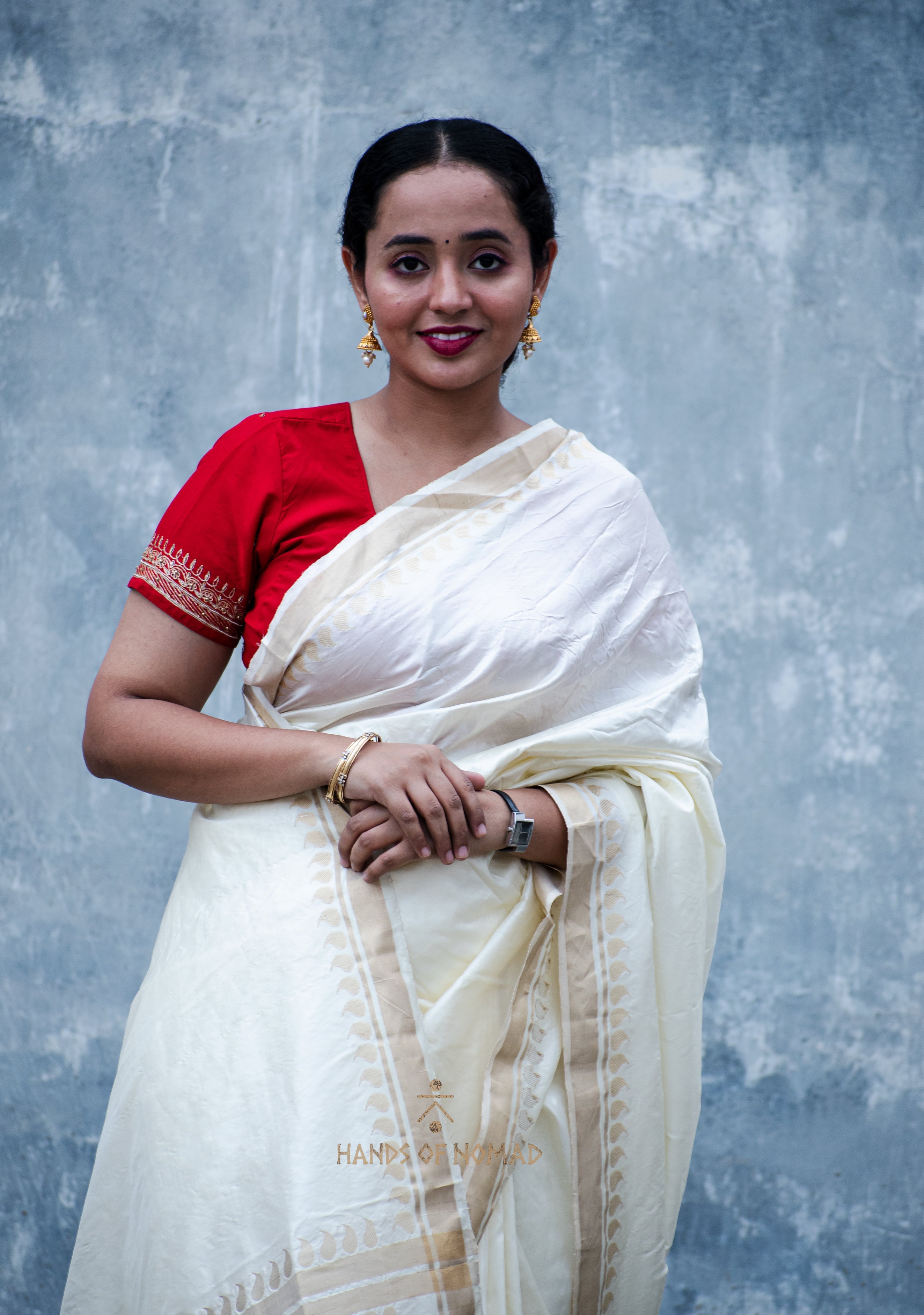 White Banarasi Katan Silk Saree