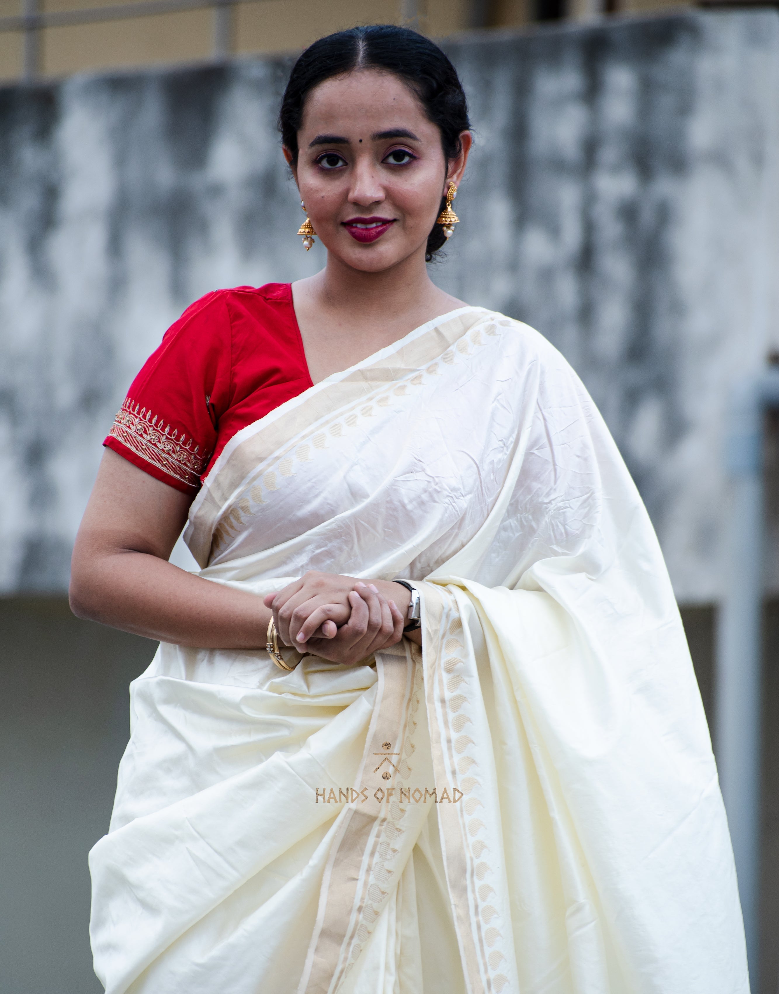 White Banarasi Katan Silk Saree