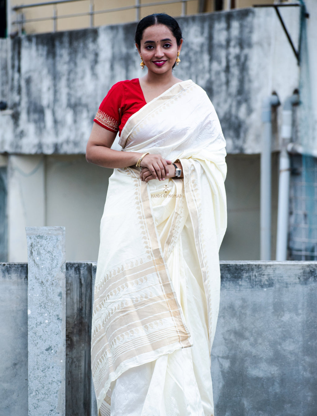 White Banarasi Katan Silk Saree