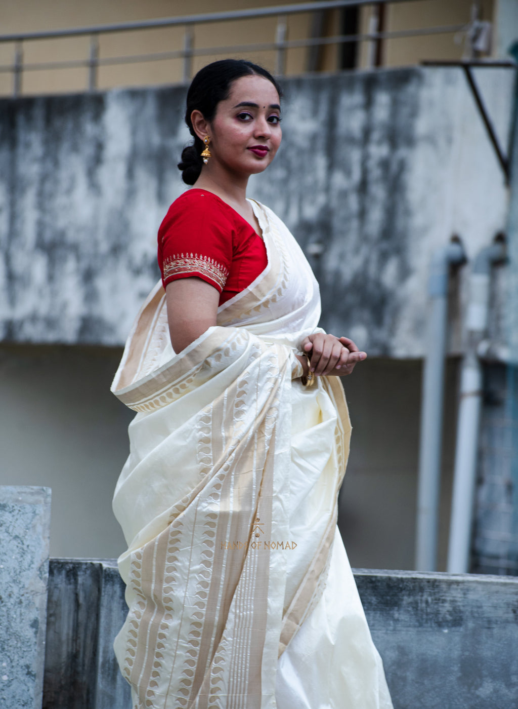 White Banarasi Katan Silk Saree