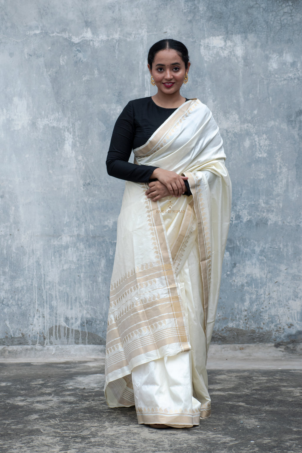 White Banarasi Katan Silk Saree