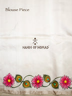 White Hand Painted Pichwai Silk Saree
