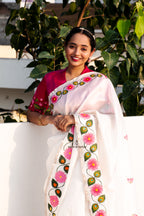 White Hand Painted Pichwai Silk Saree